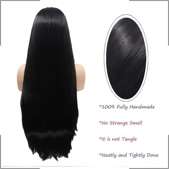 Women wig Synthetic Natural Hairline Soft Wig Heat Resistant Fiber Daily Makeup - Picture 5 of 7